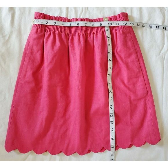 J Crew Mini Linen Skirt SZ 00 Scalloped Hem Elastic Waist Short NWT - Picture 2 of 7